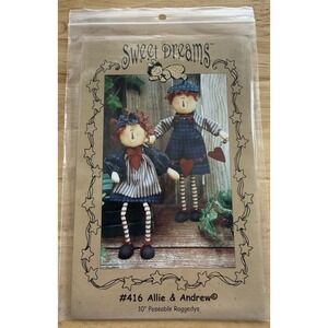 Sweet Dreams Pattern: Allie & Andrew 10" Poseable Raggedys #416 Uncut